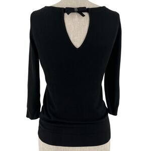 WHBM White House Black Market black sweater keyhole back opening